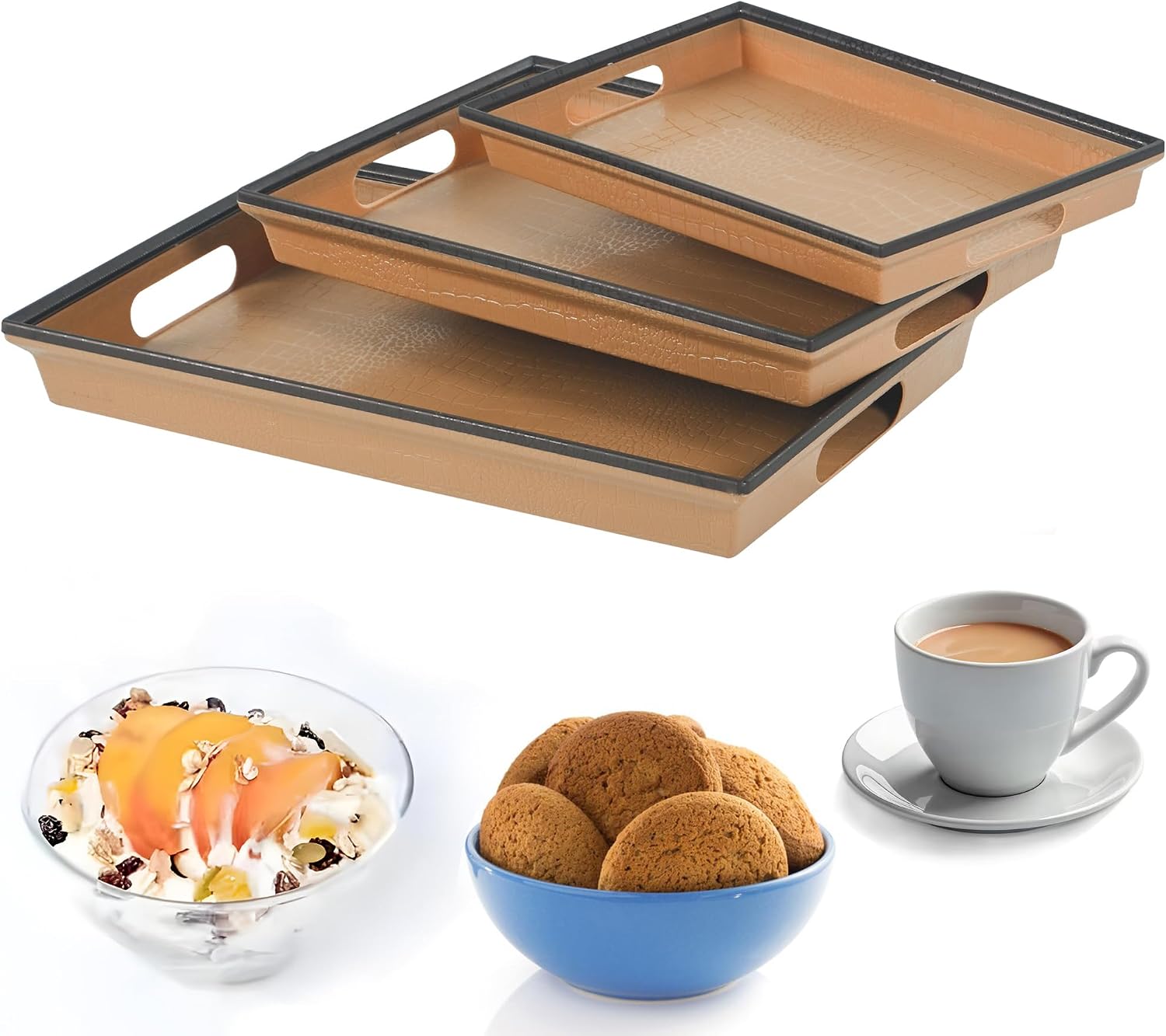 Kuber Industries Plastic Glass Holder Rectangular Tray, 2-Pieces, Blue, Standard (Ctktc01919)