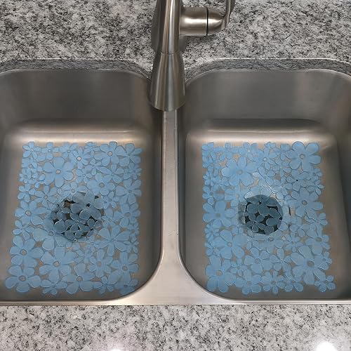 Miniatura 4 de Dependable Industries - Juego de 2 alfombrillas protectoras de PVC floral para fregaderos de acero inoxidable y porcelana, se pueden cortar para