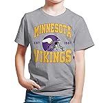 Junk Food Clothing x NFL - Minnesota Vikings - Team Helmet - Kids Short Sleeve T-Shirt for Boys and Girls - Size Small