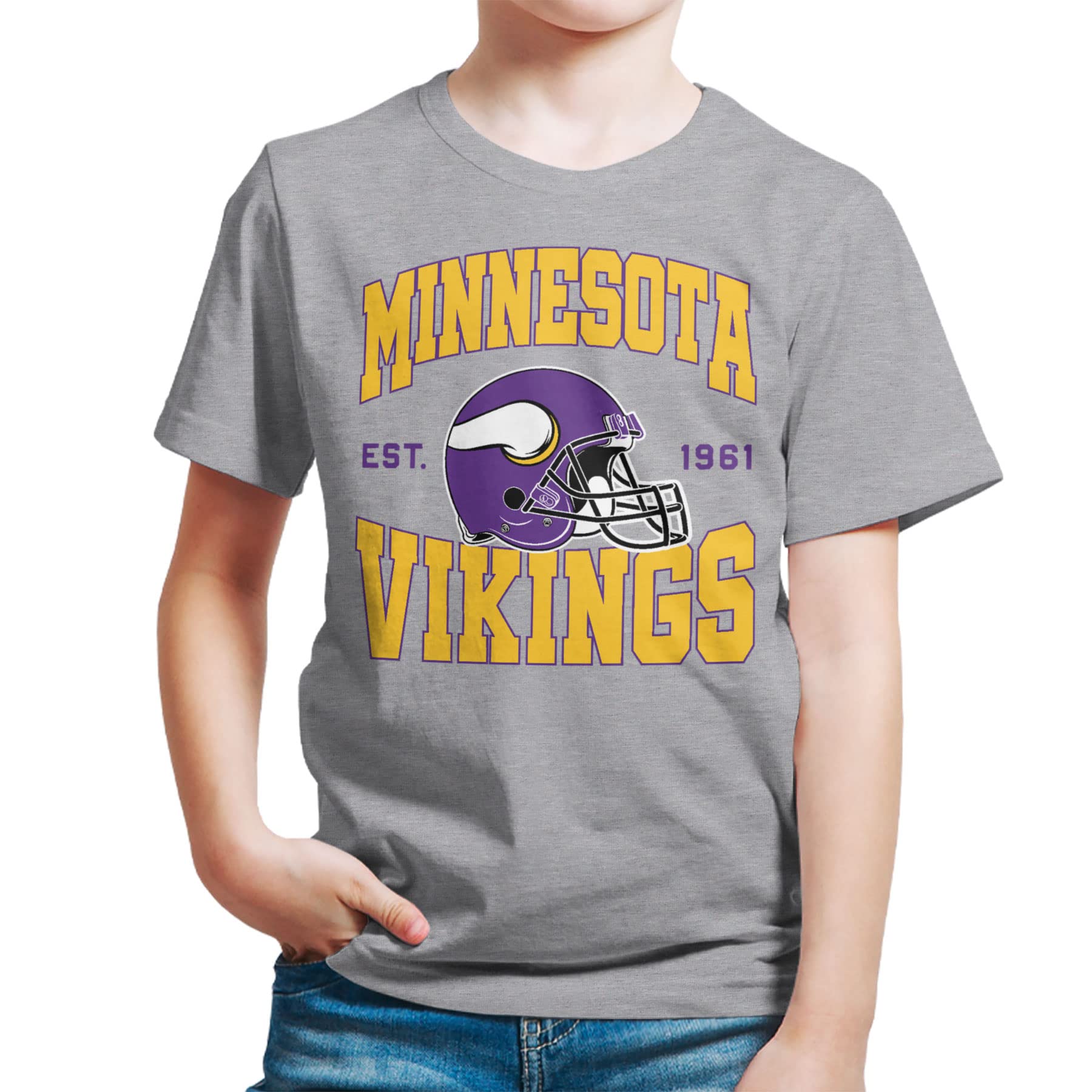 Junk Food Unisex Kids Team Helmet NFL Youth T-Shirt, Athletic Heather, 16-17 Years UK
