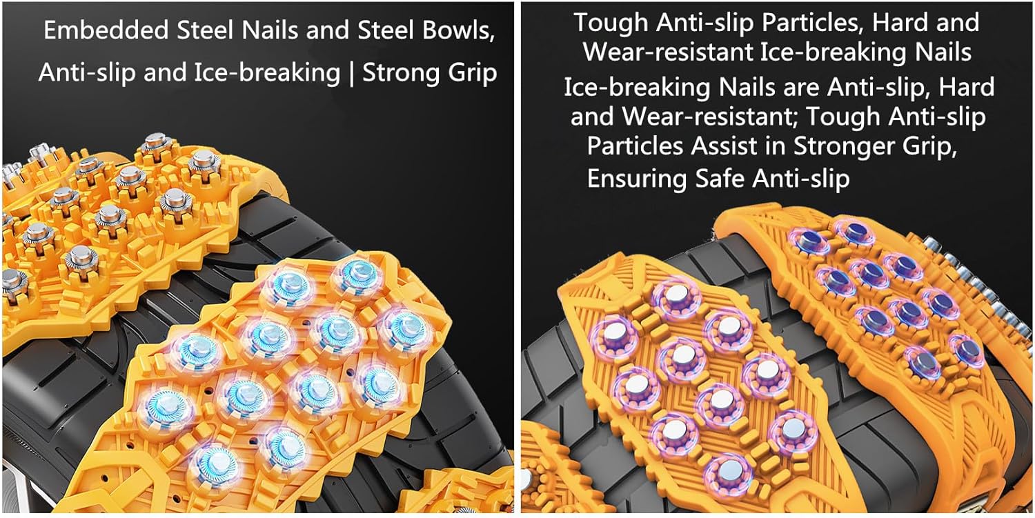 Snow Chains - 1-Minute Quick Installation Heavy-Duty Emergency Anti-Skid Chains, Compatible with Car & SUV Tires (215/225/235/245/255/265/275-Sizes) (Black - 32 Pieces - For Four Wheels, 32)