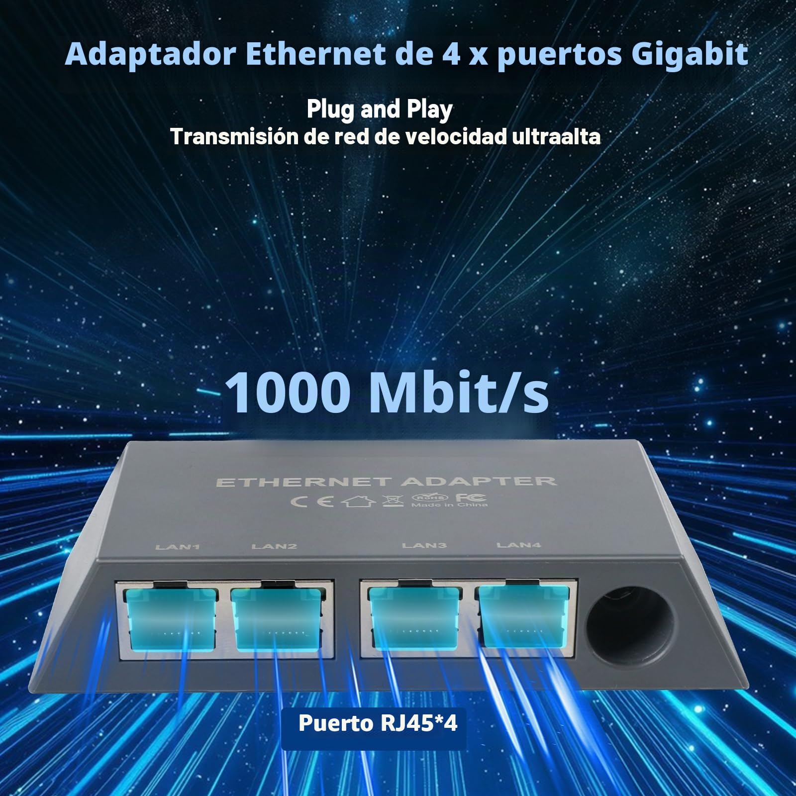 Adaptador Ethernet de 4 puertos para Starlink Gen 3/Starlink Mini, adaptador Ethernet RJ45 para red externa con cable, múltiples puertos para 1 a 4 dispositivos simultáneamente, hasta 1 Gbps