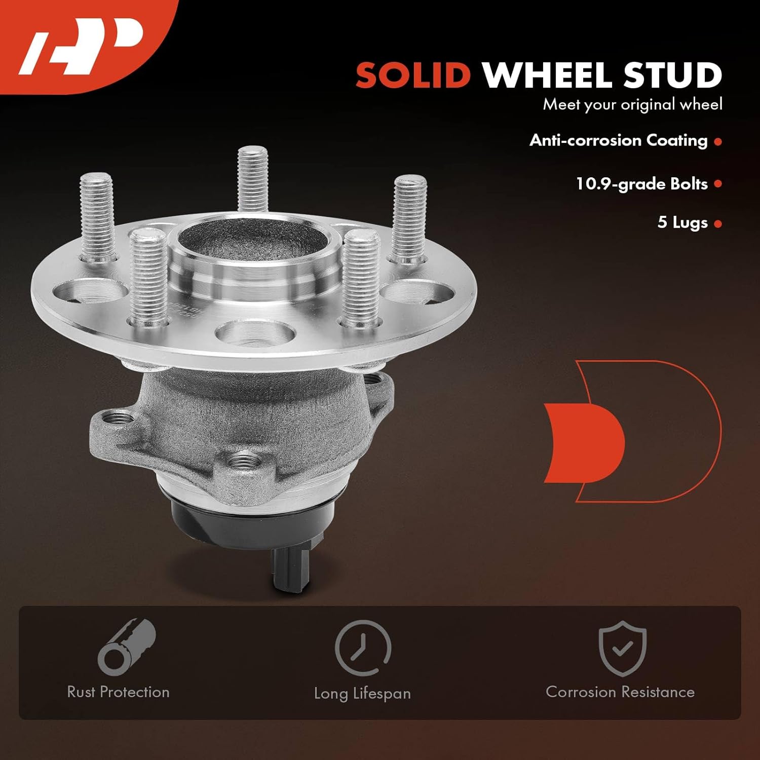 A-Premium Rear Wheel Bearing and Hub Assembly with ABS & 5-Lug Compatible with Toyota Camry 18-24, RAV4 19-20, Avalon 19-22, C-HR 20, Lexus ES300h 19-23, ES350 19-23