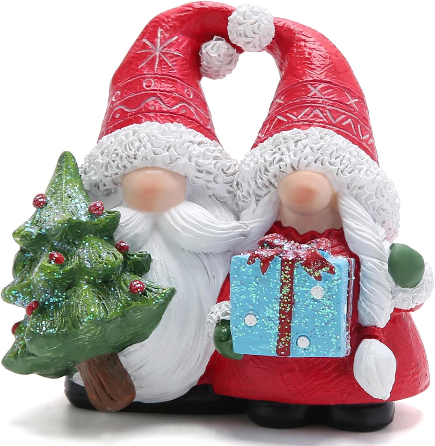 Hodao Christmas Gnomes Decor Resin Figurines with Red Hats and Snowflake Design, Cute Collectible Holiday Statue for Table Decor, Happy Xmas Gift to Celebrate Festive Home Centerpiece Decoration image 5