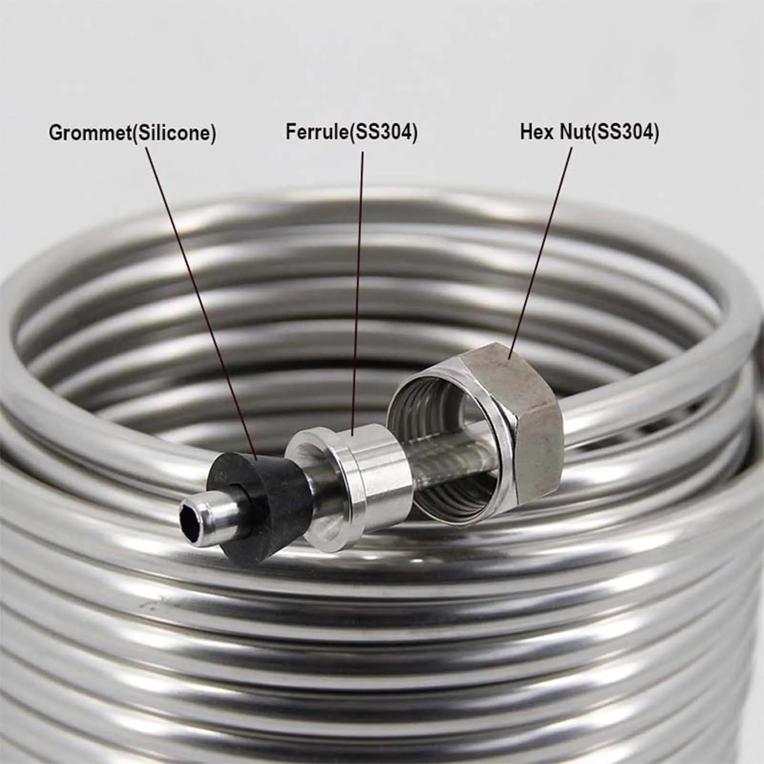 Stainless Steel Jockey Box Dual Coil 5/16"OD 50/70/80ft Draft Equipment DIY Jockey Box Homebrew Kegging Parties Picnics Coil(50ft)