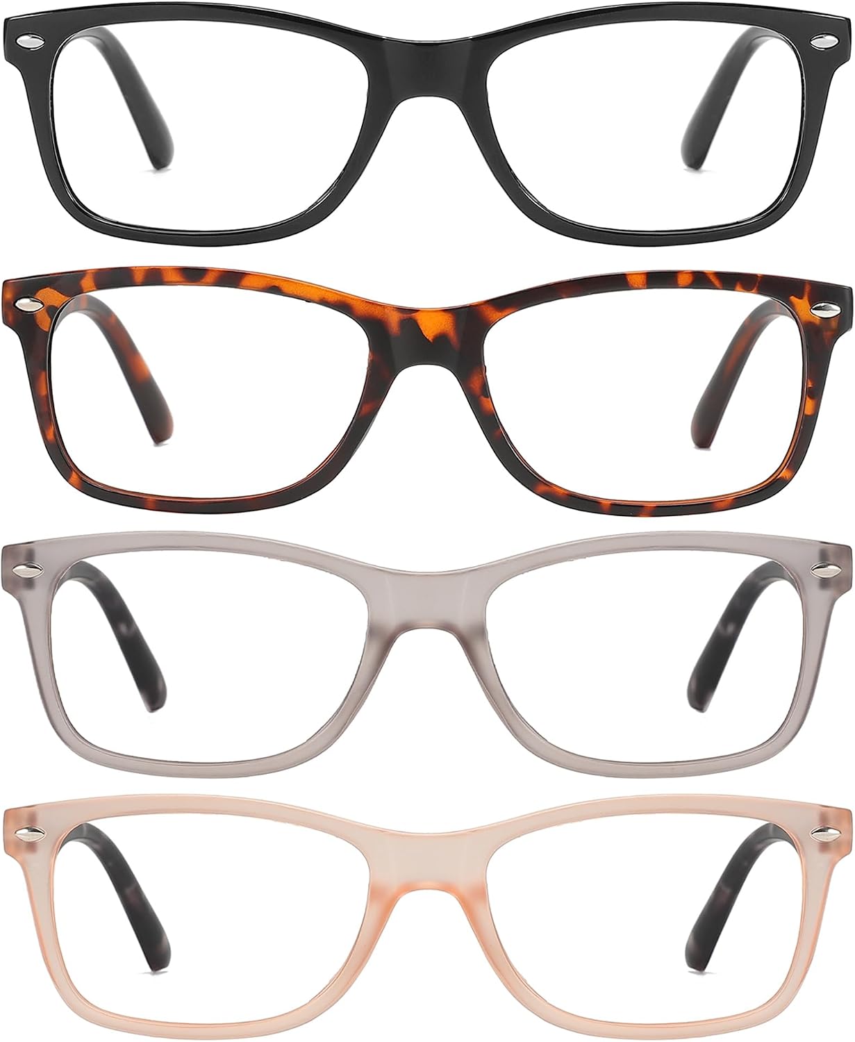 Przene Reading Glasses for Men Women Blue Light Blocking Readers Spring Hinges Lightweight Style Pack
