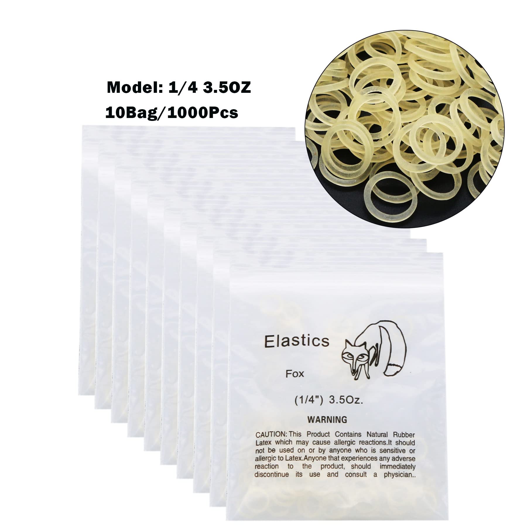 1000pc Dental Orthodontic Rubber Bands Ortho Elastics Latex Braces 3.5, 5.0, 6.5 OZ (1/4, 3.5 OZ), 10.0 Count