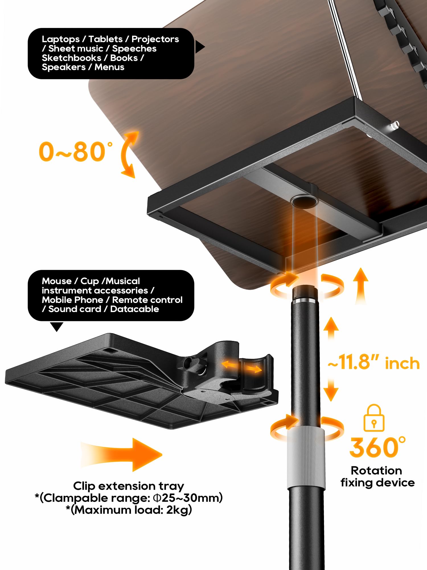 2 in 1 Adjustable Book Stand - Dual-Use Floor and Desktop Book Holder Stand Height Adjustable 23 5-52 — view 9