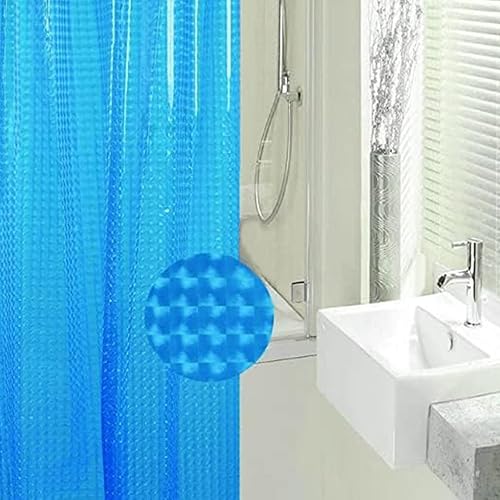 Miniatura 2 de Cortina de ducha de EVA con 12 ojales metálicos a prueba de óxido, 60 x 71 pulgadas, color azul 3D, para baño femenino