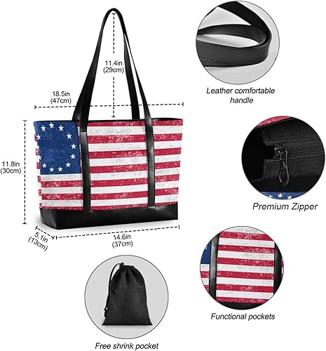 Miniatura 4 de Bolsa de viaje resistente con diseño de bandera de Betsy Ross de estilo vintage con bolsa de cremallera para el trabajo para viajes con bolsa de