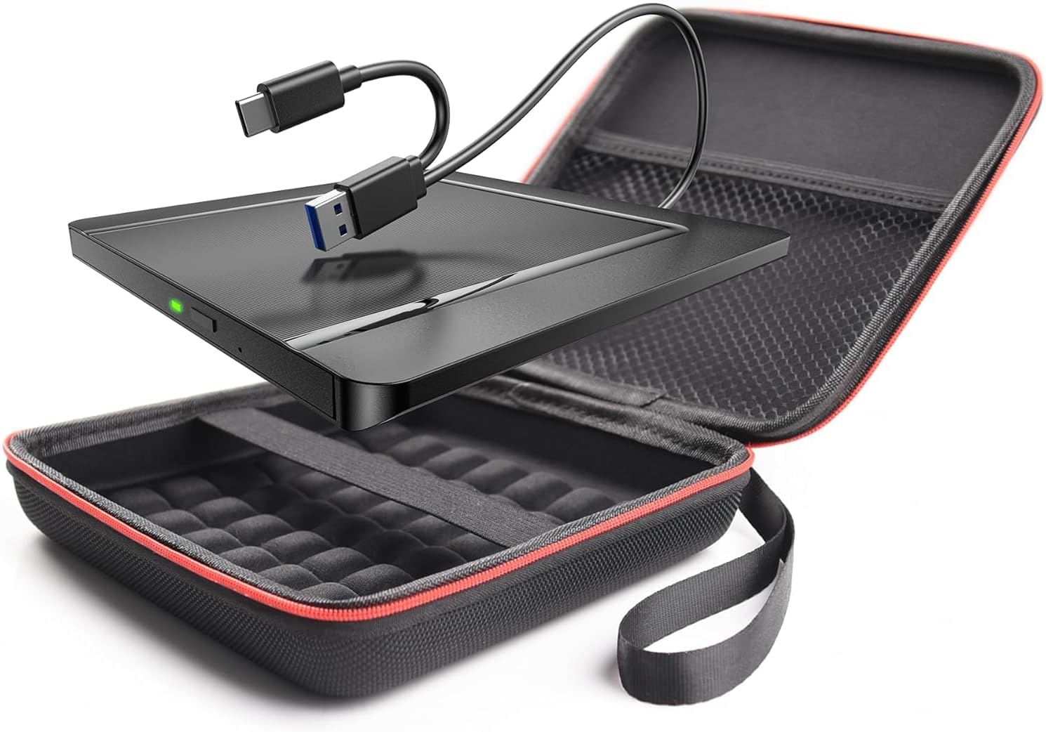 External CD DVD Drives, External CD DVD +/-RW Drive USB 3.0 Portable DVD Reader Writer ROM Drive,CD Burner External Disk Drive Compatible with Laptop Desktop Mac,Windows 11/10/8/7 (Black-Storage Bag)