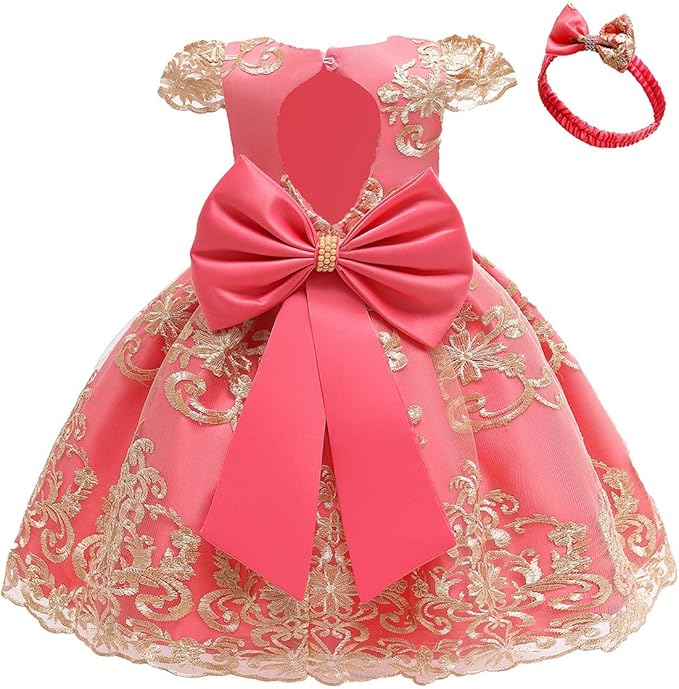 MYRISAM Vestido de tutú de encaje para niñas con flores, bautizo, comunión de cumpleaños, vestido formal de boda con tocado