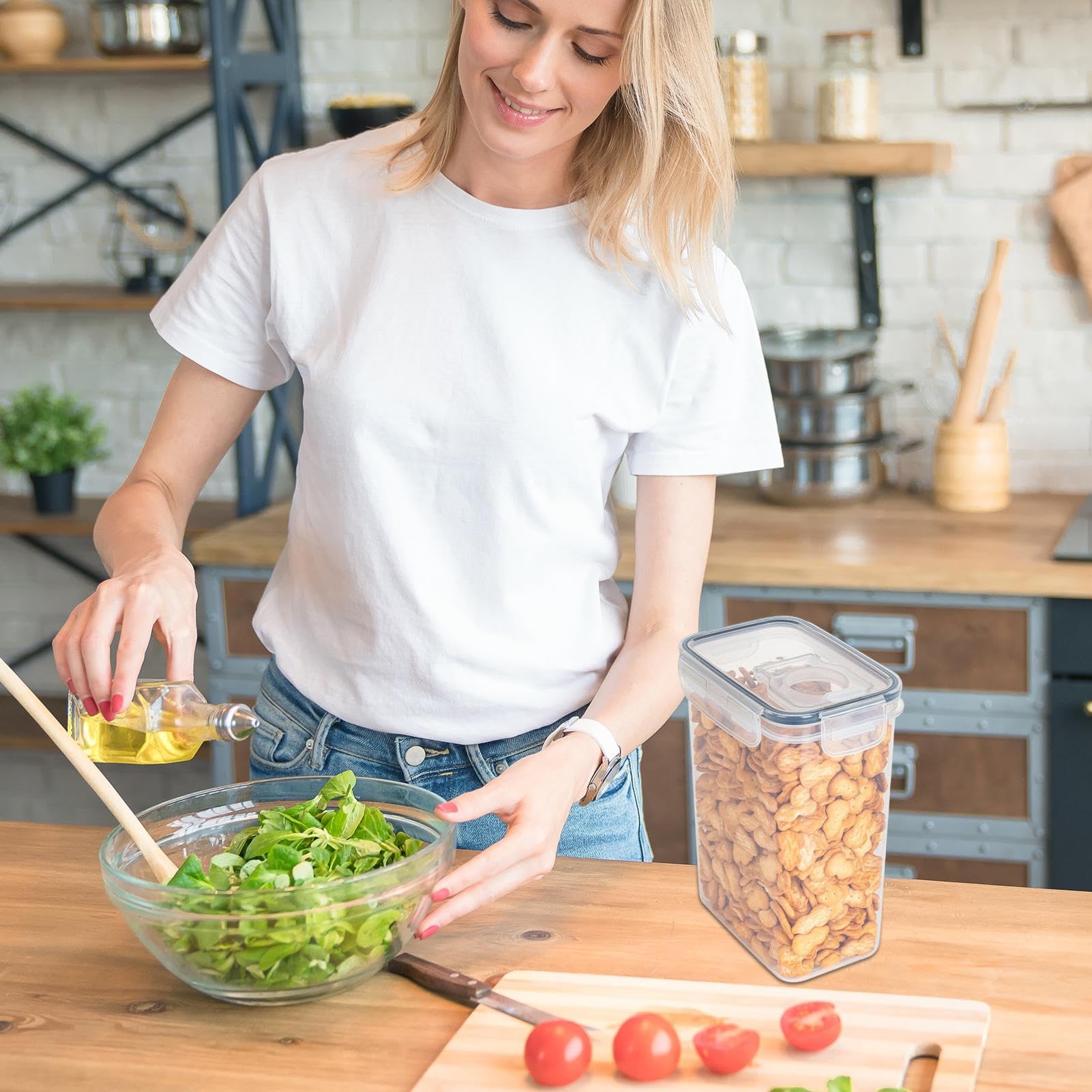 5Piezas Botes Cocina Almacenaje, Recipientes para Alimentos, Contenedores Alimentos Herméticos, Recipientes de Alimentos con Tapa, Contenedores de Almacenamiento de Alimentos para Cereales, Harina