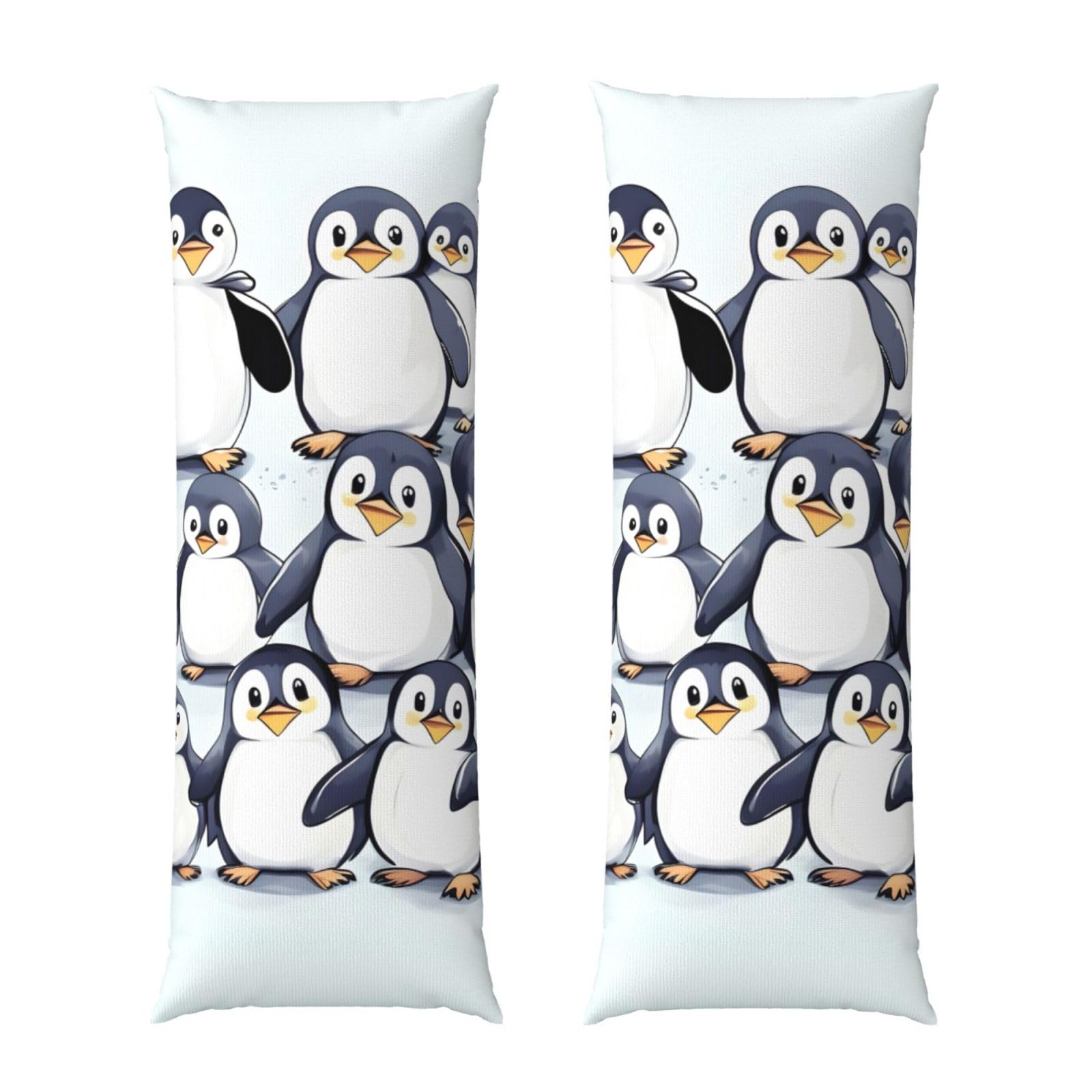Jejea Black Many Cute Baby Penguins Sketch Print Zippered Body Pillow Pillowcase,Body Pillow Cover,Long Side Hidden Zipper, 20X54 Inches