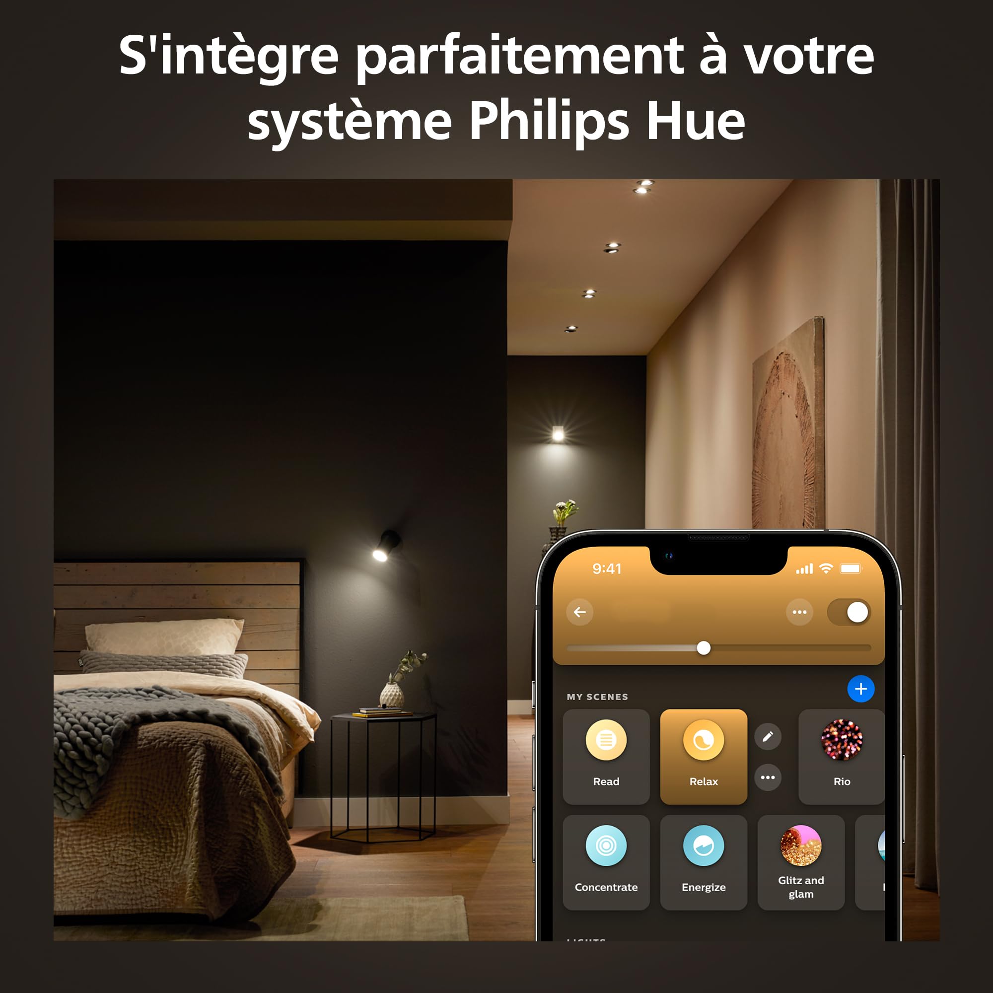 Philips Hue White Ambiance Ampoule LED connectée Pack de 5, culot GU10, 400 lumens, Compatible Bluetooth. Fonctionne avec Alexa, Google Assistant et Apple HomeKit