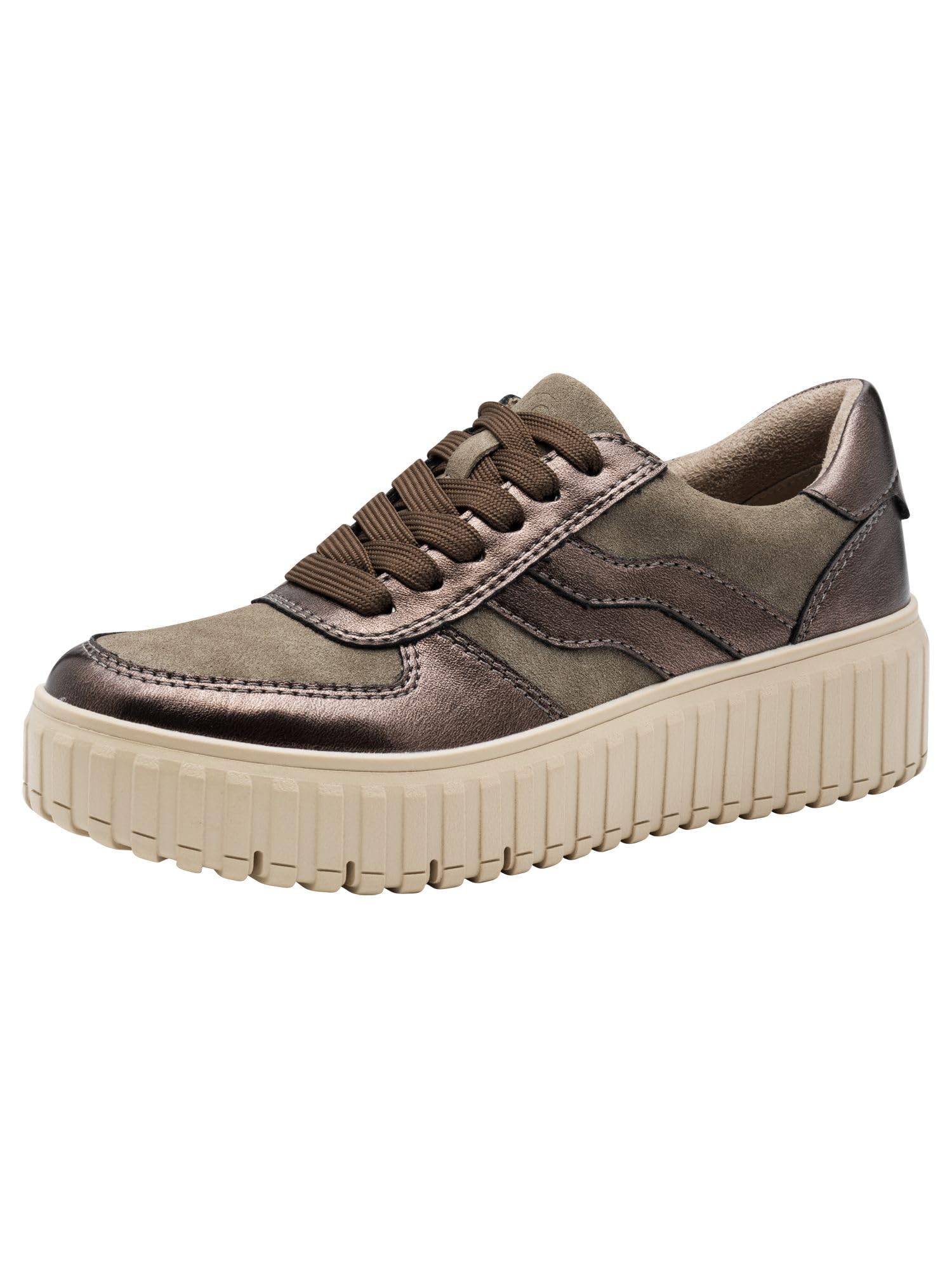 Jana Women’s Platform Sneakers with Zip Vegan, Taupe Comb, 6,5 UK