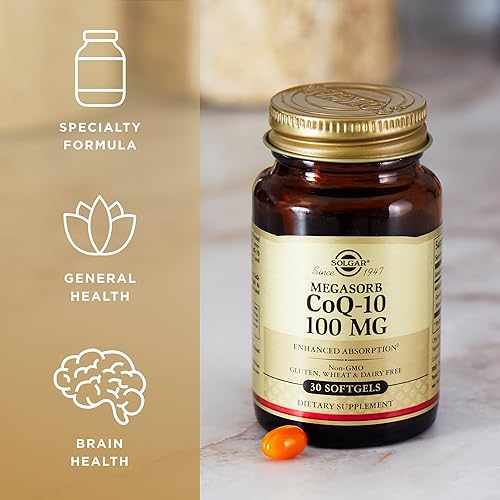 Miniatura 4 de Solgar Megasorb CoQ-10 100 mg, 30 cápsulas blandas - Promueve la función cardíaca, apoya el envejecimiento saludable - Suplemento de coenzima Q10 -