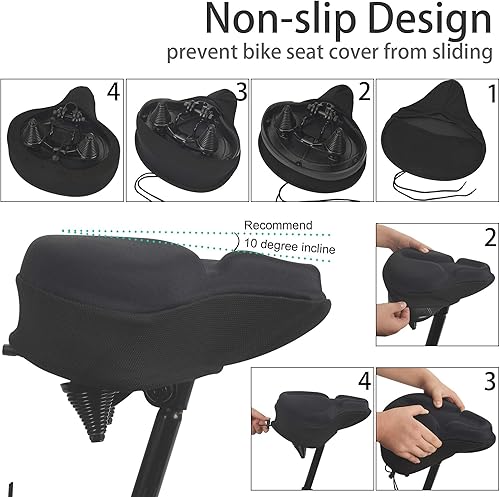 Miniatura 12 de DAWAY Cómoda funda de asiento de bicicleta, cojín acolchado de gel de silicona y espuma viscoelástica para hombres y mujeres, funda suave para Rosa