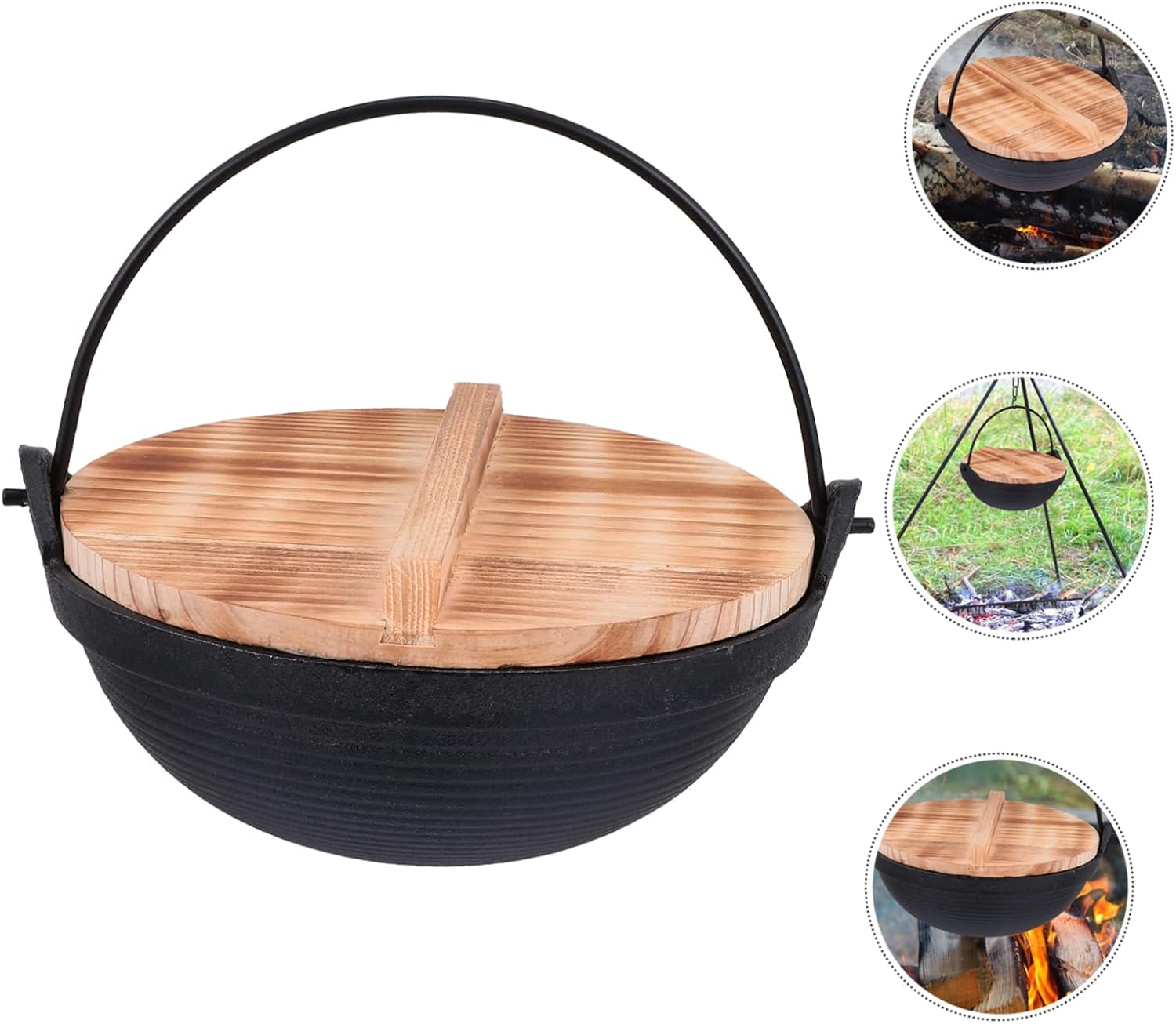Alipis 1set Outdoor Cast Iron Hot Pot Japanese Sukiyaki Stew Pot Lid for Camping Backpacking and Family Picnics Non-stick Cookware