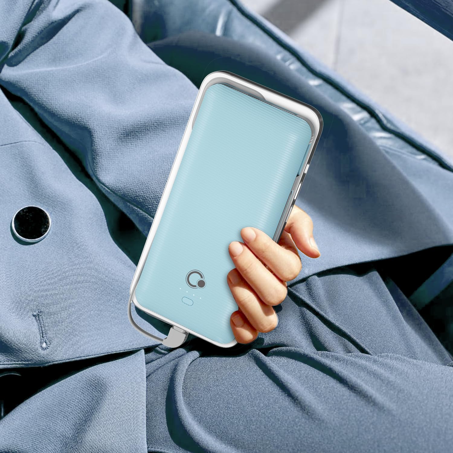 Q Batería externa de 10000 mAh, cargador portátil delgado, paquete de batería externa de 4 salidas con enchufe de pared de CA integrado, micro USB C, 3 cables compatibles con iPhone, Samsung, teléfono