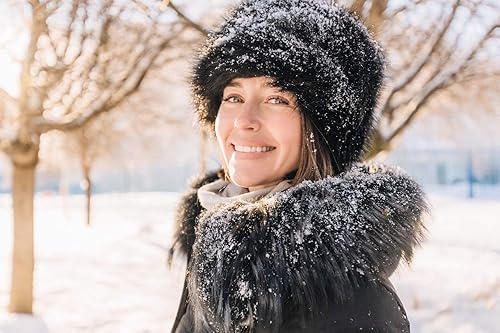 Miniatura 2 de Lovful Sombrero de invierno para mujer de piel sintética estilo cosaco estilo ruso gorro de invierno