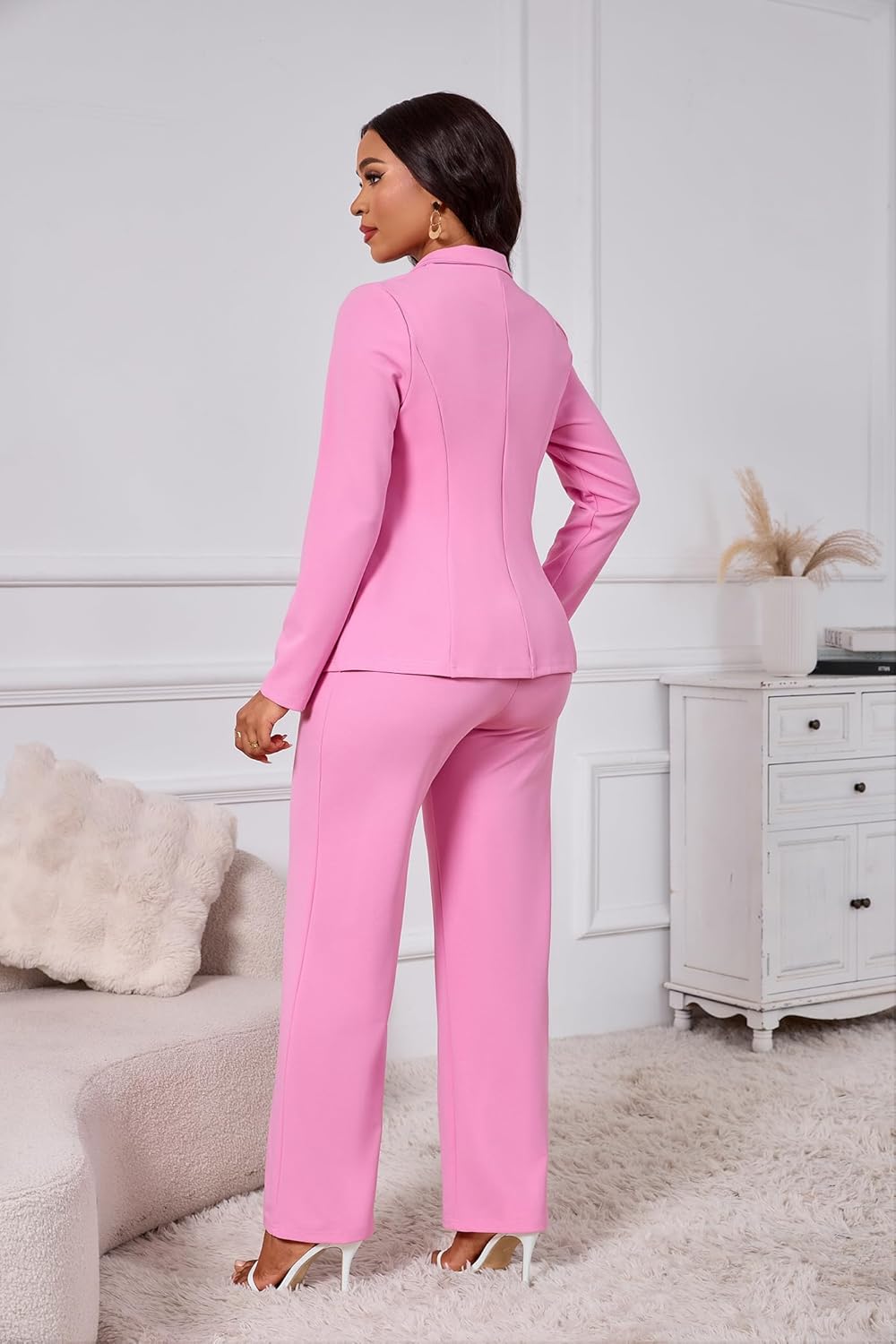 Two Piece Sets for Women Blazer Double Breasted Long Sleeve Jacket Wide Leg Pants Suits Set Business Casual Outfits - Image 3