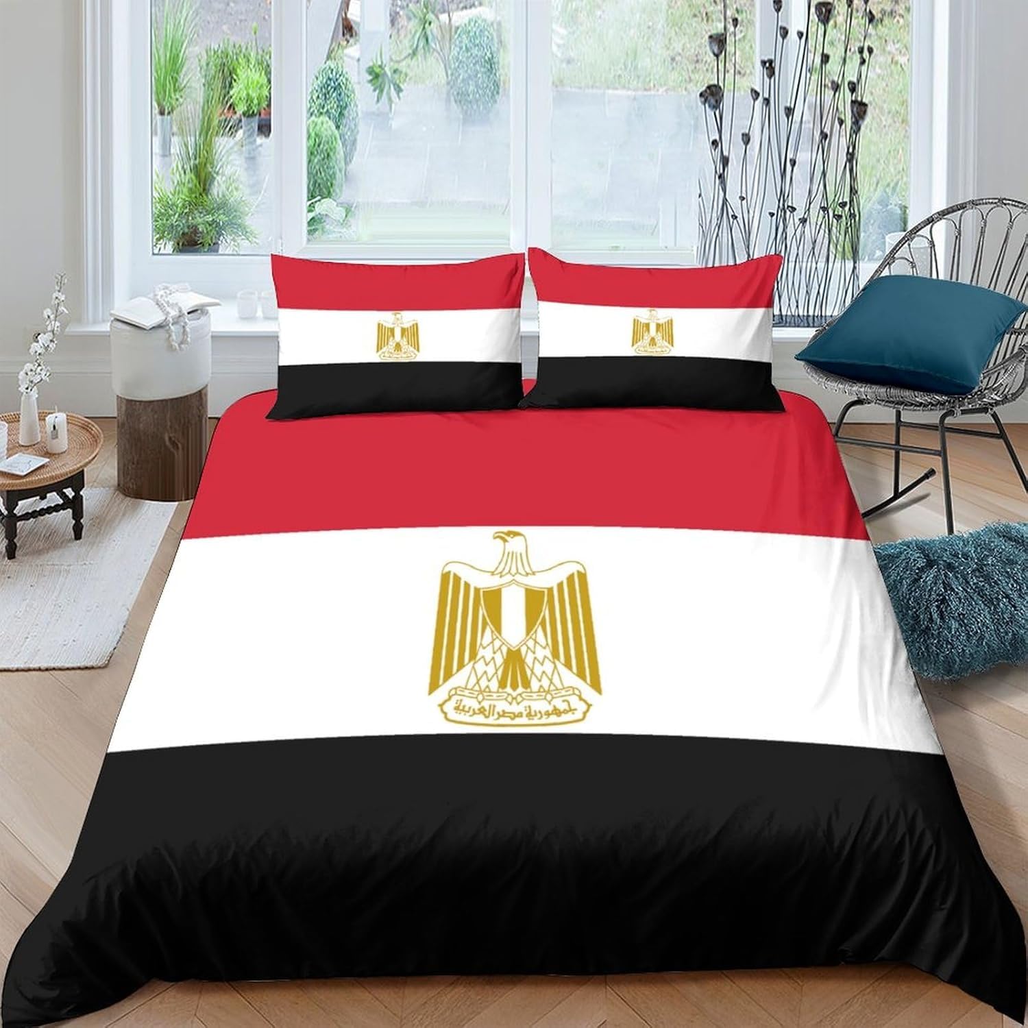 Parure housse couette 260x230 Égypte aux finitions soignées et microfibre premium
