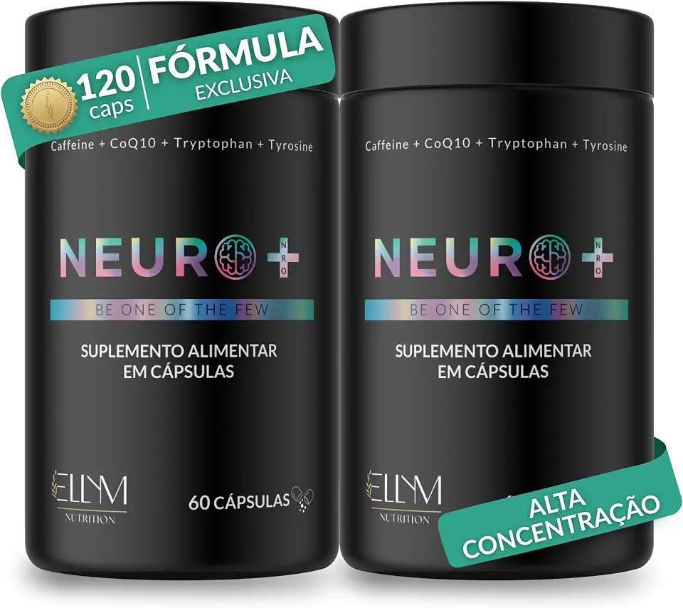 Neuro+ 120 Capsulas ELLYM NUTRITION Nootropicos Multivitaminico Foco Cafeina Magnesio Triptofano Taurina B12 Tirosina