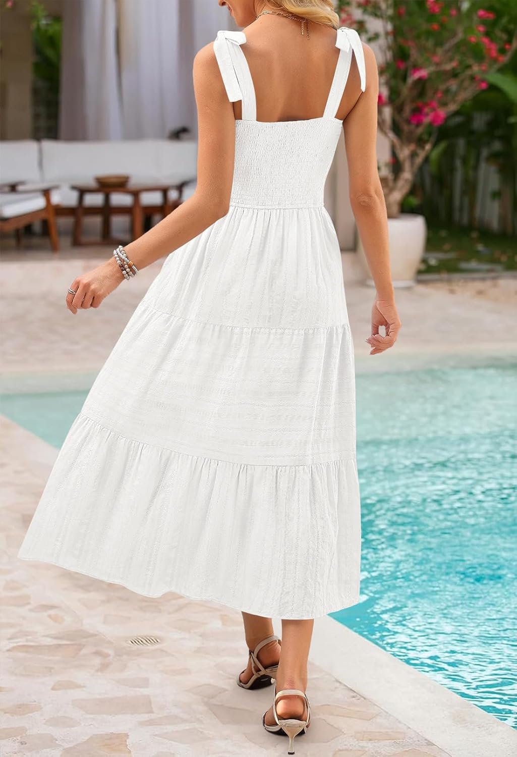 MEROKEETY Women's 2026 Spring Boho Maxi Dress Summer Beach Vacation Casual Sleeveless Smocked A Line Sundress with Pockets - Image 5