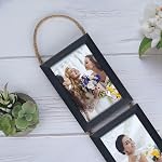 Lavezee 4x6 Black Hanging Collage Picture Frames Set of 2, 8 Opening Vertical Frame Made to Display 4 by 6 Inch Photo for Wall Decor