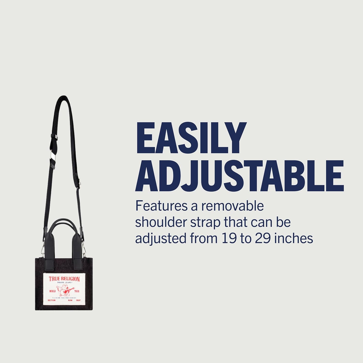 True Religion Tote Bag, Women's Mini Travel Shoulder Bag with Adjustable Strap - Image 4