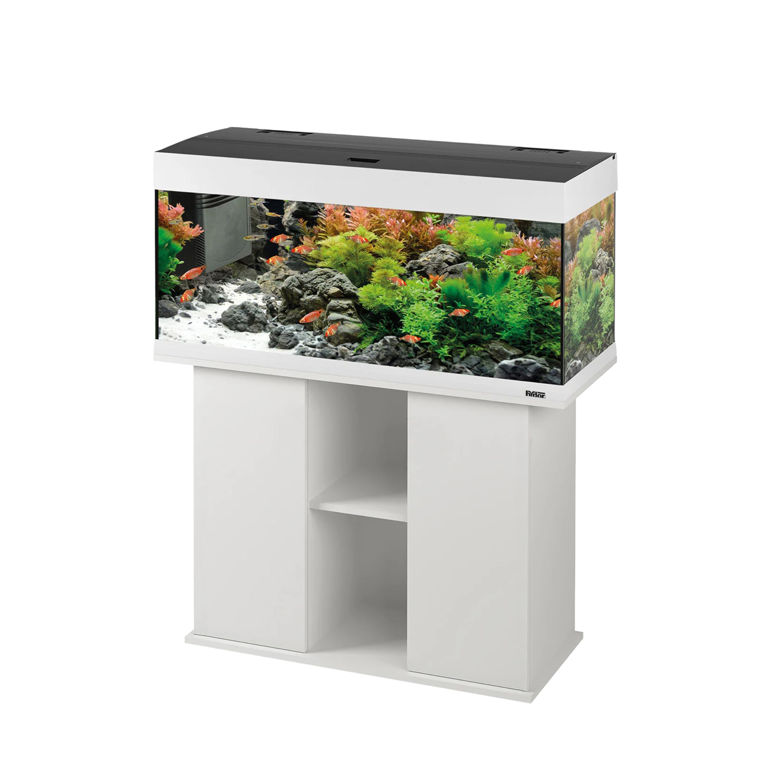 Ferplast Hydor Supporto Acquario, Mobile per Acquario, Resistente all'Umidità, Struttura Solida con Ante e Ripiani Integrati, Piedini Regolabili, 101 x 41 x h 73 cm, in Legno Bianco