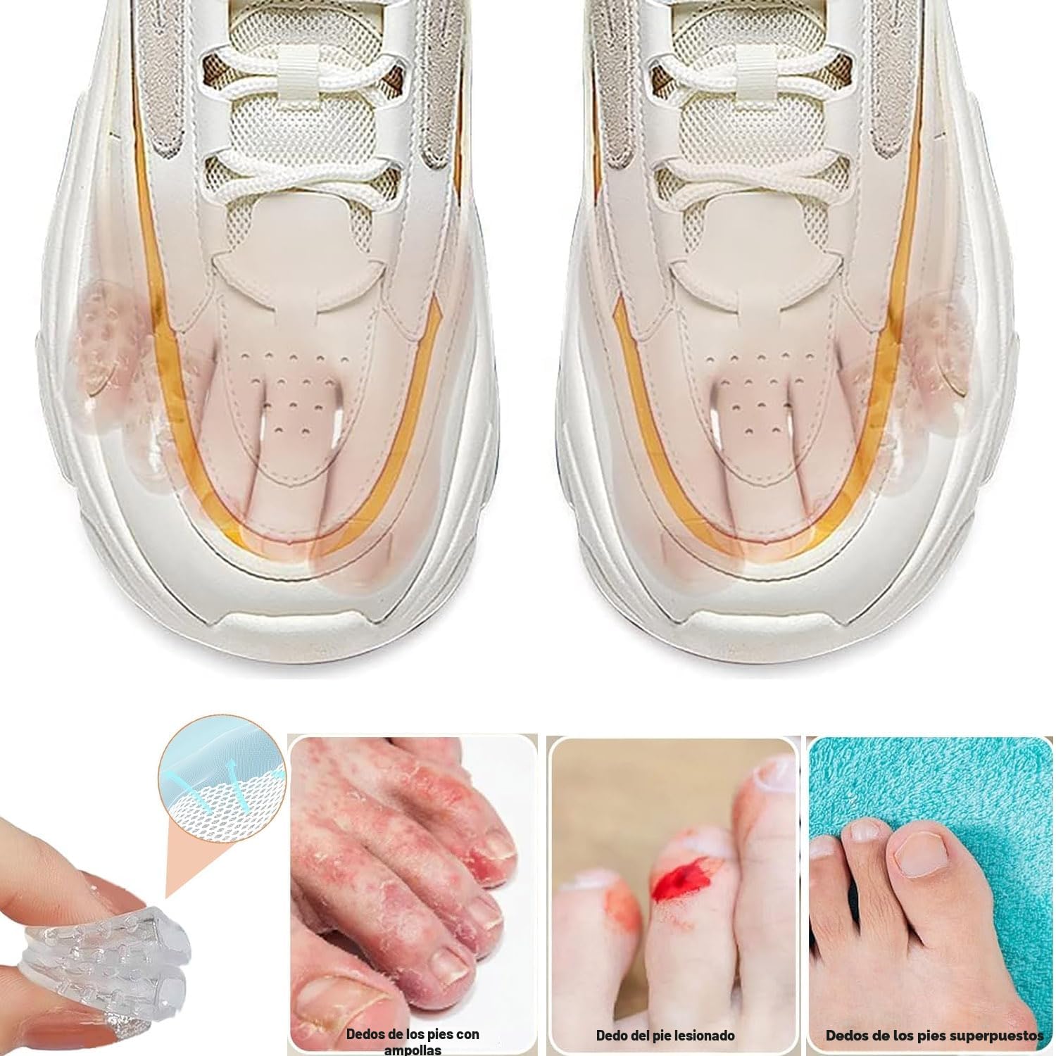 55 Piezas Protección de Dedo Del Pie Transparente, Silicona de Protección de Los Pies, Protección de Los Pies Silicona Transpirable, Silicona-Fricción de Protección de Los Pies Adecuado Caminar Correr