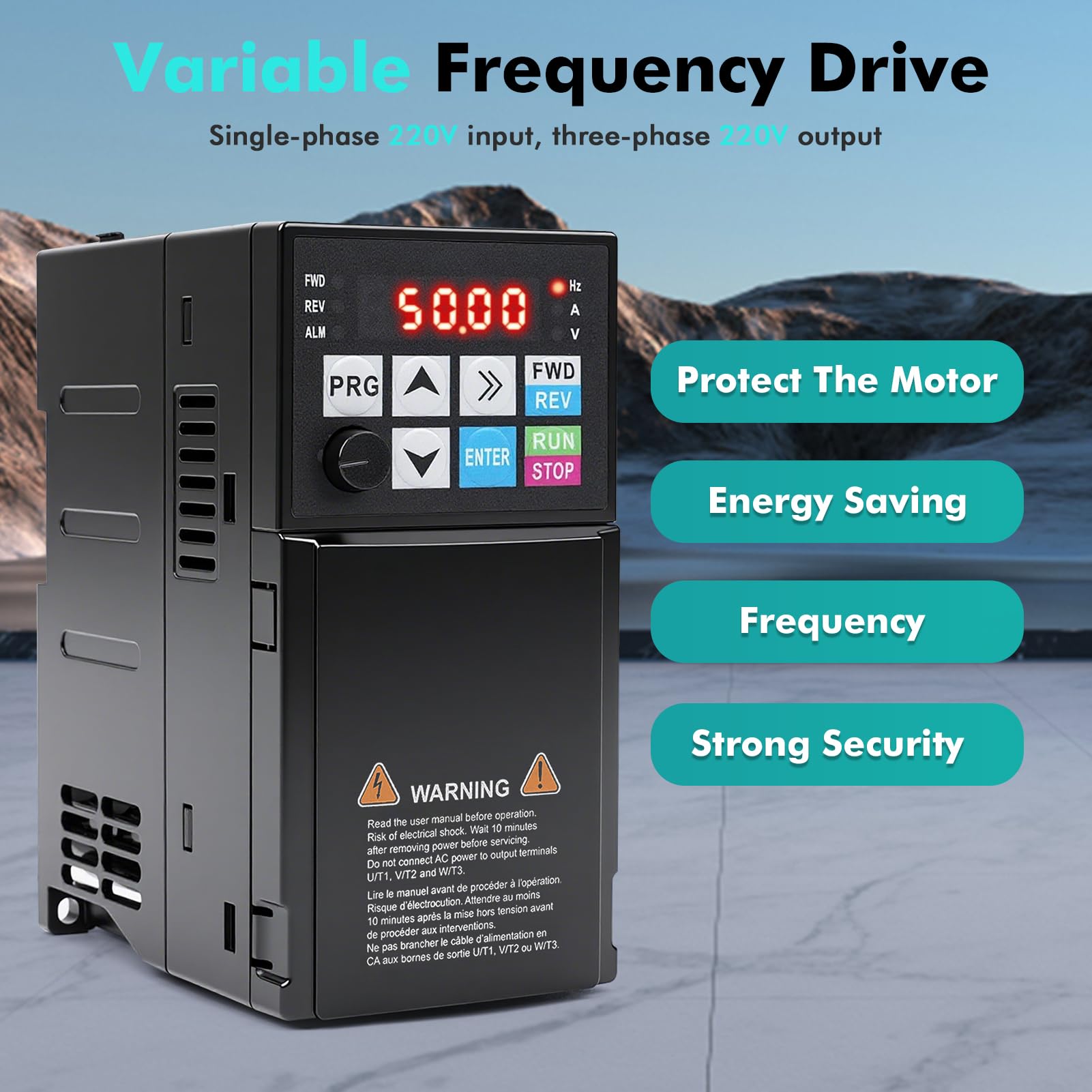 Variador de Frecuencia 220V 0,75KW 220V Entrada Monofásica Salida Trifásica | VFD Monofásica a Trifásica, Convertidor de Frecuencia CNC para Ventiladores, Bombas de Agua, Cintas transportadoras