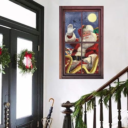 Miniatura 3 de IARTTOP Calcomanía de pared grande de Navidad, Papá Noel, para ventana, adorables calcomanías de muñeco de nieve, suministros de fiesta de Navidad