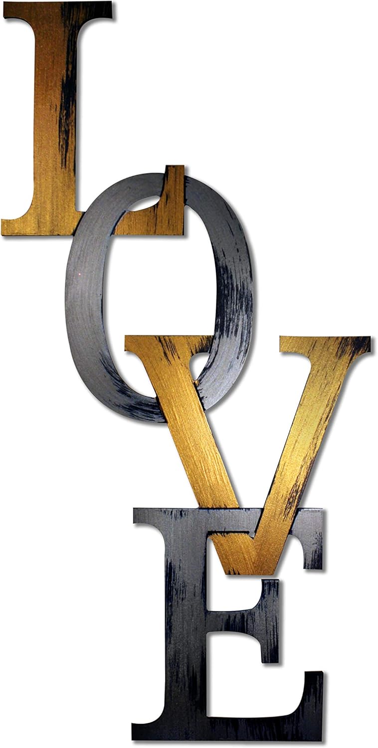 Letter2Word Wall Decor - Chained Love Original Word Wall Art, Gunmetal and Bronze