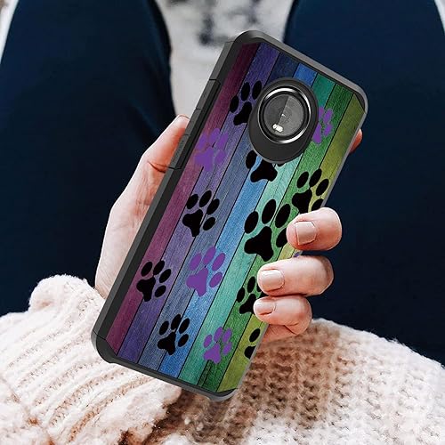 Miniatura 3 de Funda para Moto Z4 Moto Z4 Play, diseño de tablero de madera rústica, resistente 2 en 1, de doble capa, policarbonato duro híbrido y silicona suave