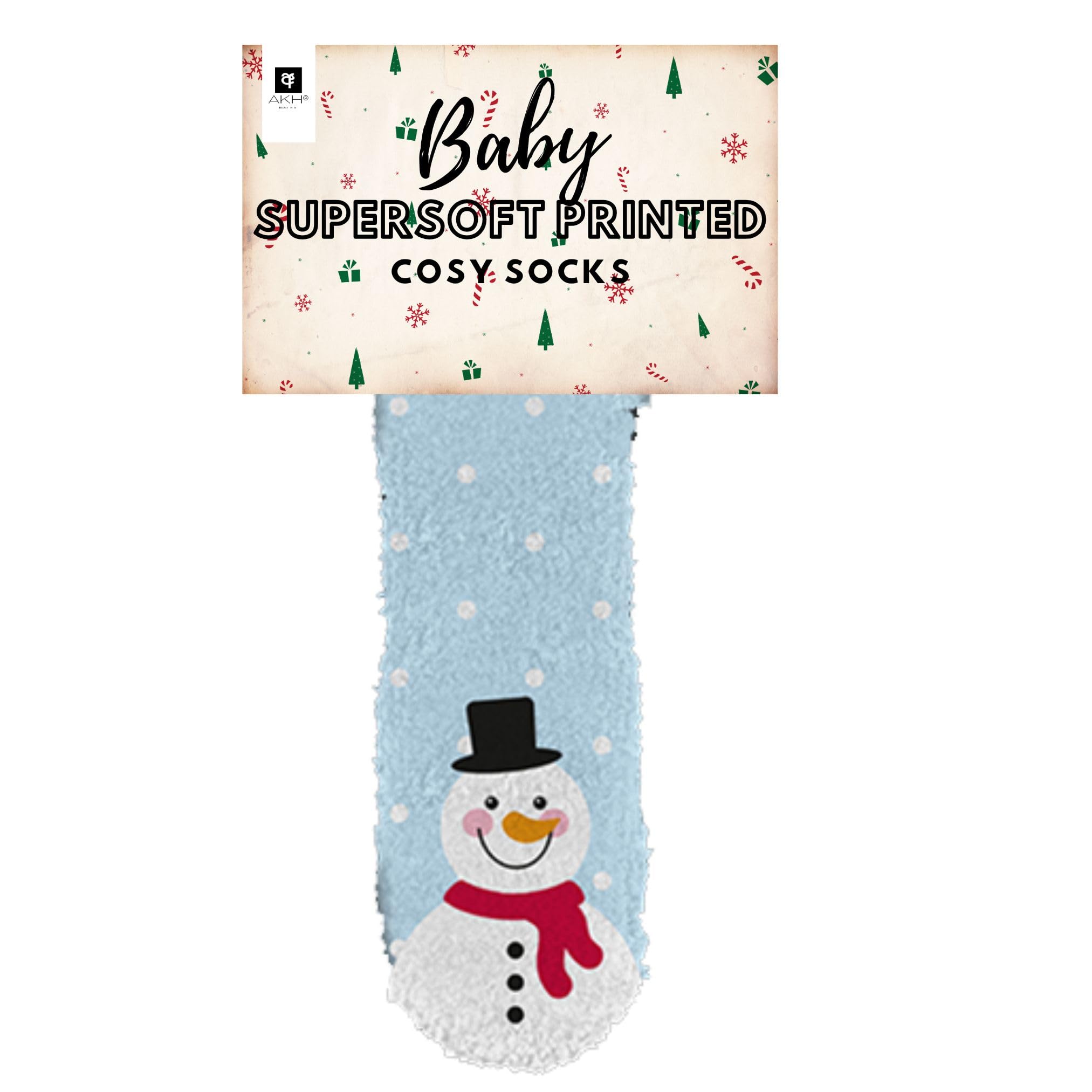 AKH® Baby Christmas Socks | Super soft Printed Infant Toddlers Socks | Soft and Cozy Xmas Socks (Snowman)