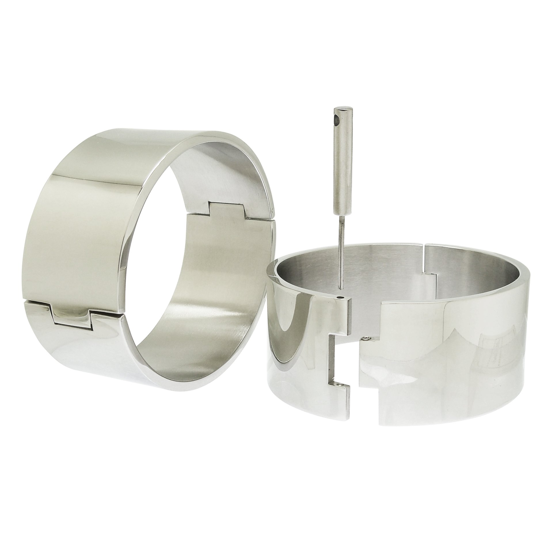 ACECHANNEL Polished shining stainless steel oval shape wrist ankle cuffs lockable bangle salve bracelets