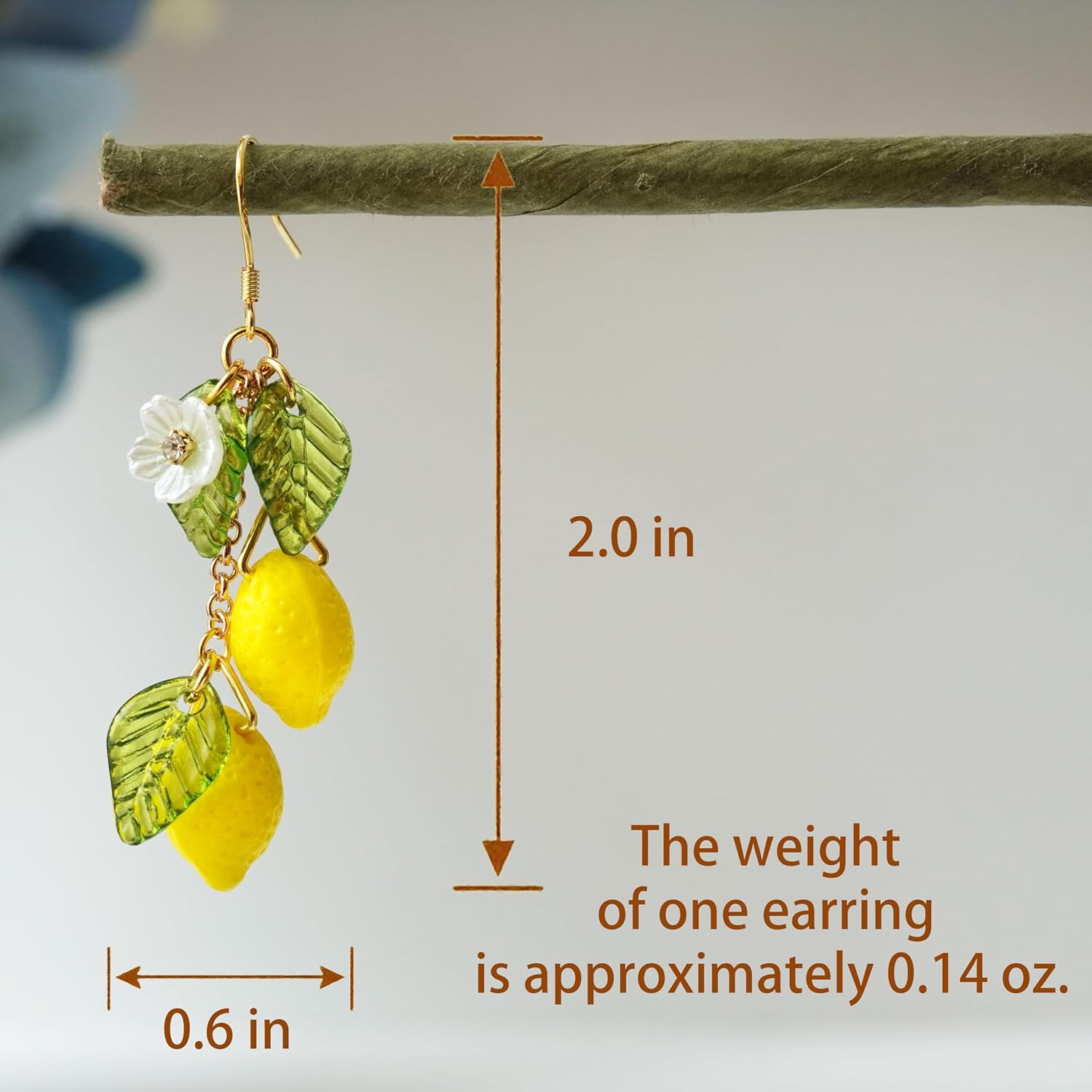 Handmade Lemon Glass Dangle Earrings - Cute Lifelike Fruit Design, Lightweight Hypoallergenic, Perfect for Early Fall Layering & Casual Dates, Sweet Gift for Women - Image 2