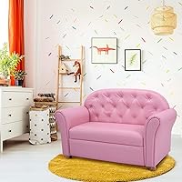 Vista 1 de Fireflowery - Sofá infantil de 37 pulgadas con construcción de madera resistente y tapizado de piel sintética, mini sofá de juego de doble espuma