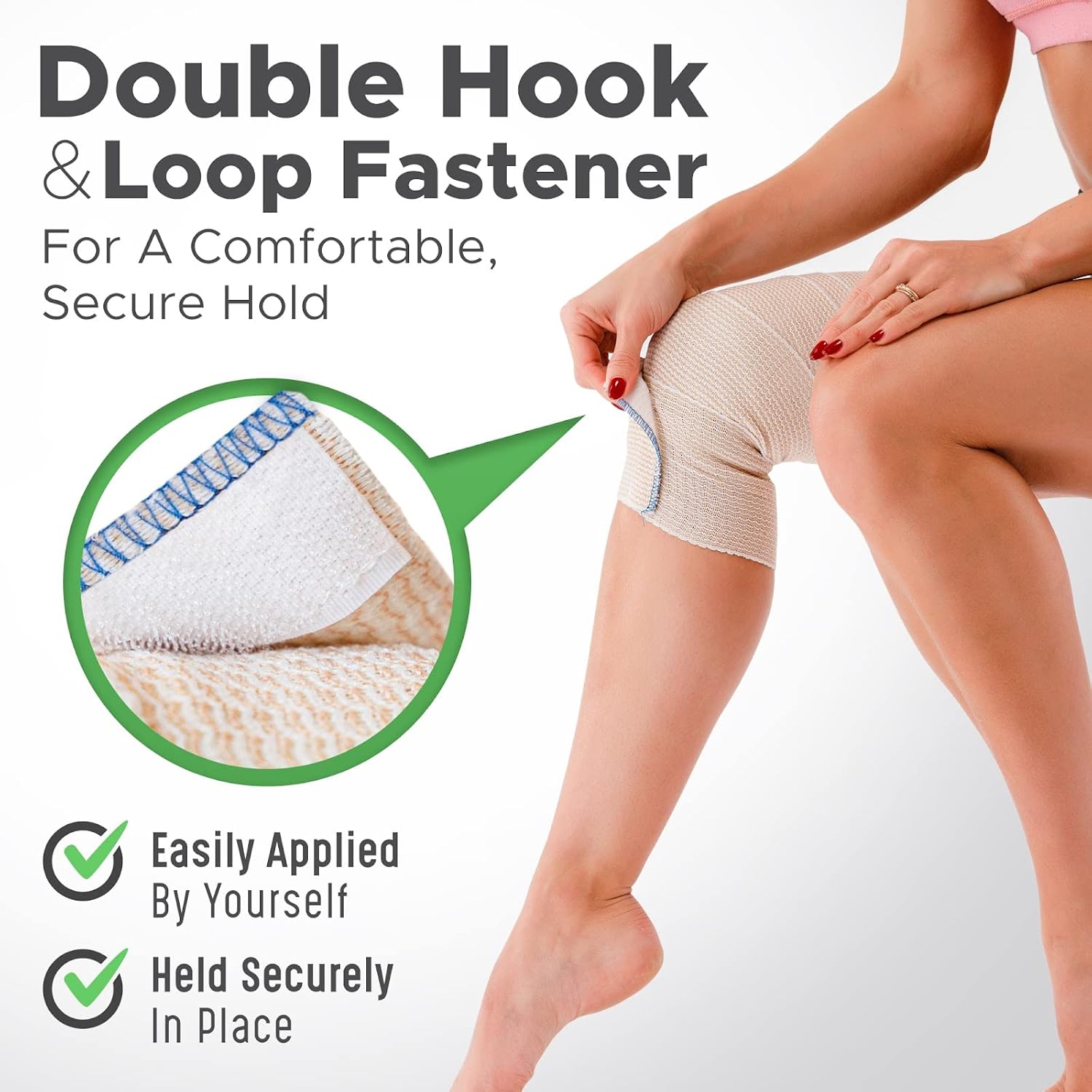 GT Soft | Latex Free | Organic USA Cotton Elastic Bandage | Set of Two 4 inch & Two 3 inch Wraps | Washable Reusable (Hook & Loop Closure Both Ends, Beige) : Health & Household