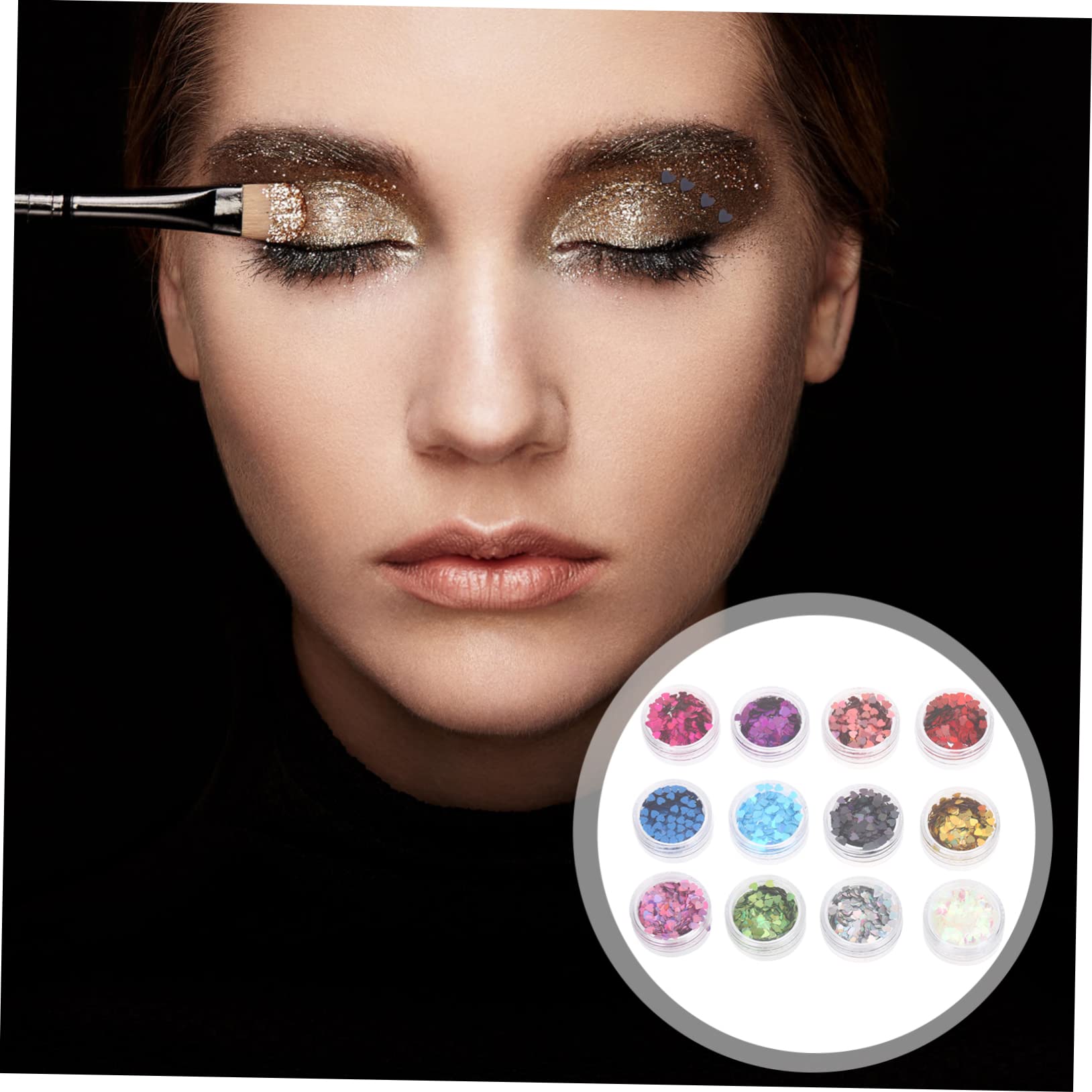 Didiseaon 5 Set Viso Glitterato Glitter Per Unghie A Cuore Adesivi Per Unghie Adesivi Per Smalto Strass Per L'artigianato Adesivi Per Nail Art Con Paillettes L'animale Domestico 12 Scatole*5