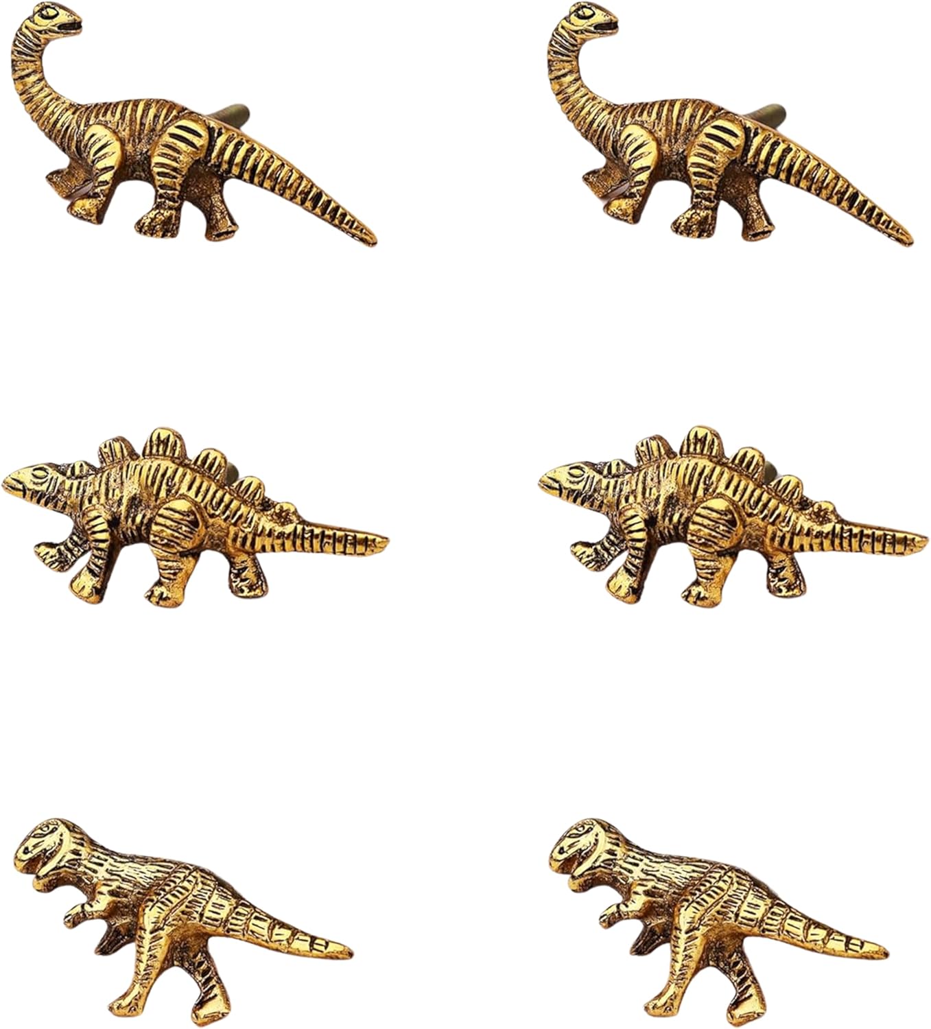 Indian Shelf 6 Pieces Cute Gold Dinosaur Drawer Knobs Kids Decorative Wardrobe Cupboard Door Knobs Pulls Handles for Home Furniture Diplodocus Stegosaurus Tyrannosaurus