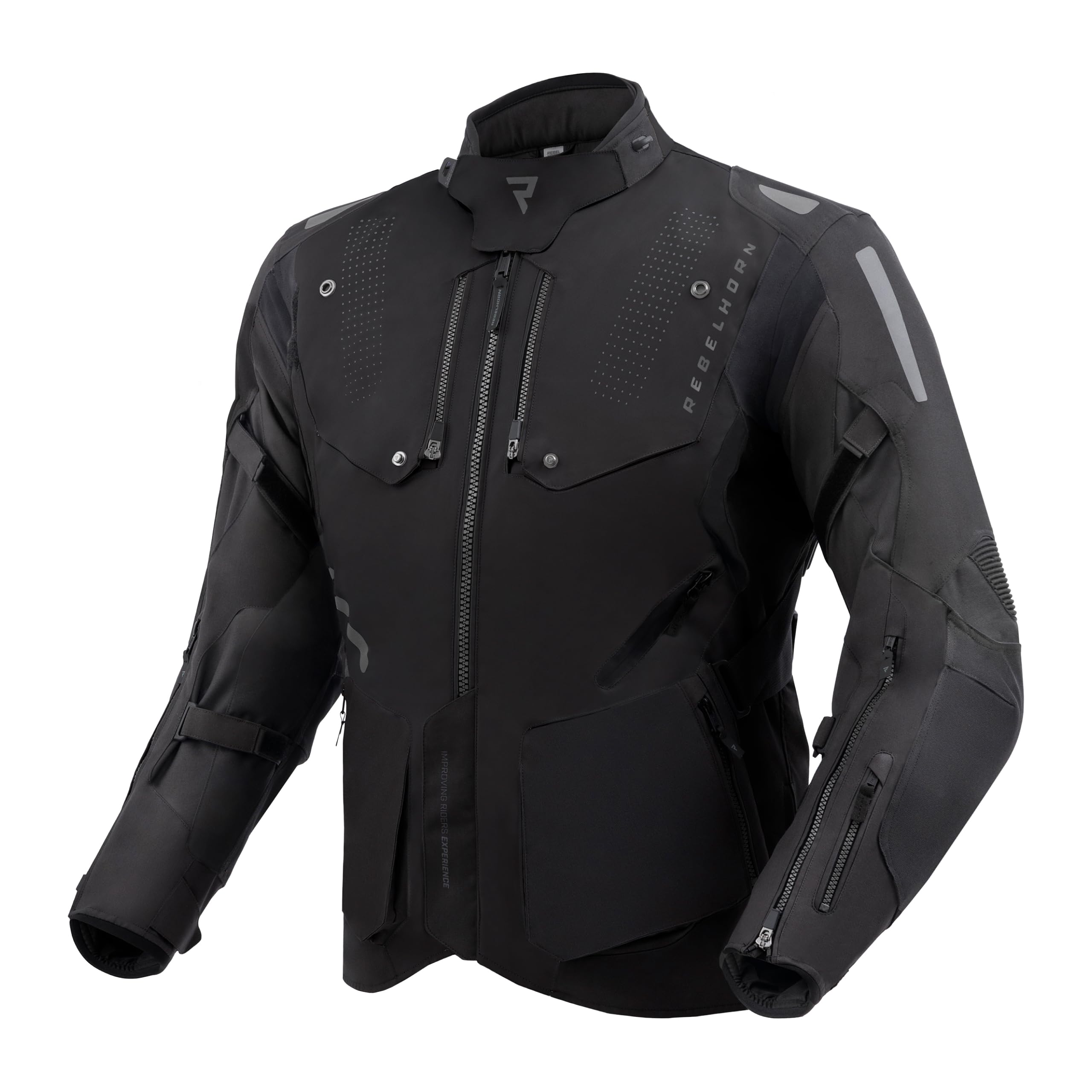 REBELHORN Hiker IV Motorradjacke Herren | Textil | Ellbogen und Schulterprotektoren Stufe 2 | Herausnehmbares In & Out Membran | 2 Belüftungspaneele | 4 Belüftungskanäle | Größen bis 10XL