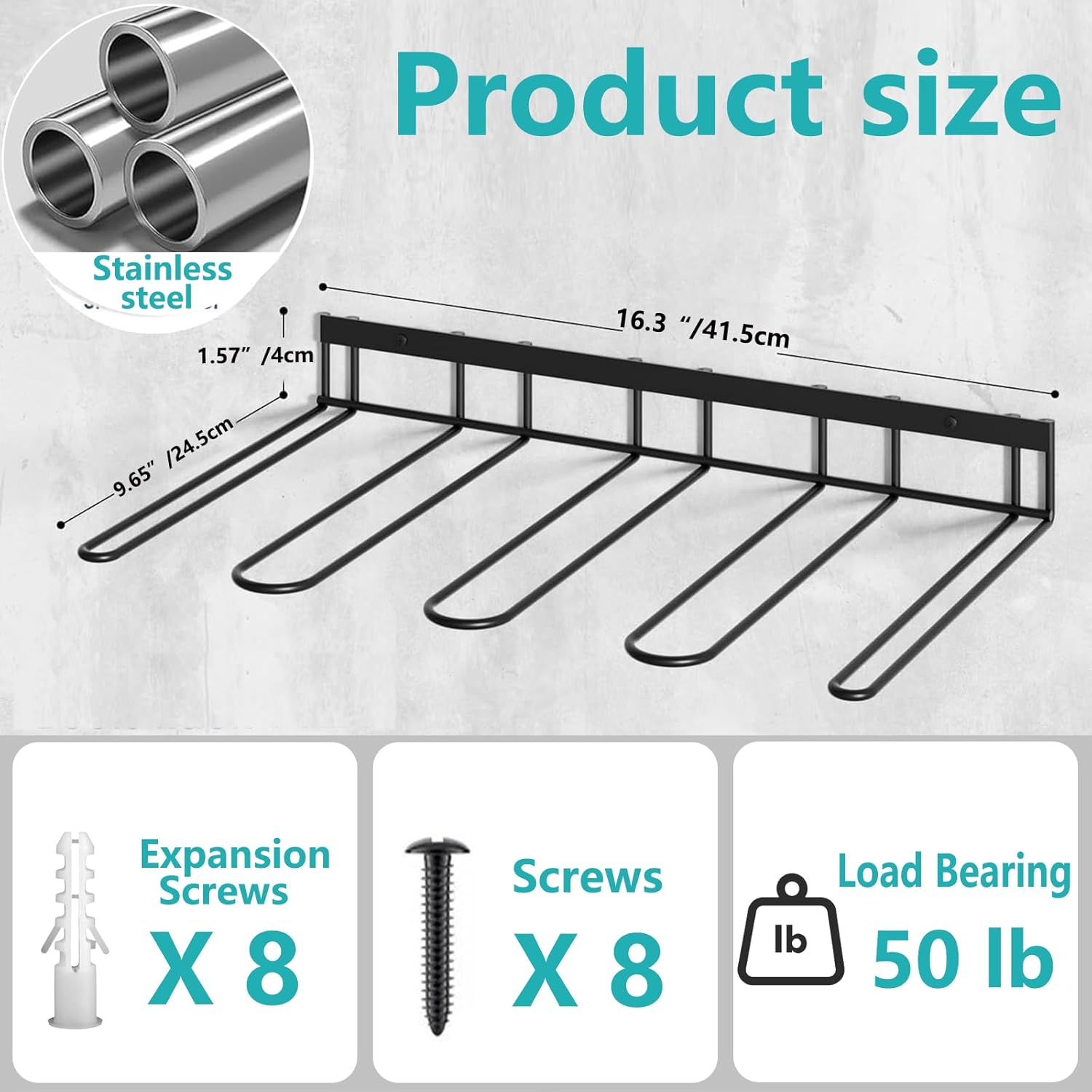 Boot Rack - 8-Pair Wader Hangers Wall Mount Cowboy Boot Hangers - Wall Boots Holder Storage Organizer for Closet, Entryway, Indoor, Garage 4 Pack