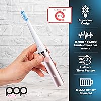 Vista 102 de Cepillo de dientes eléctrico Pop Sonic (plata metálica) – Cepillos de dientes de viaje con batería AAA Cepillos de dientes eléctricos para niños