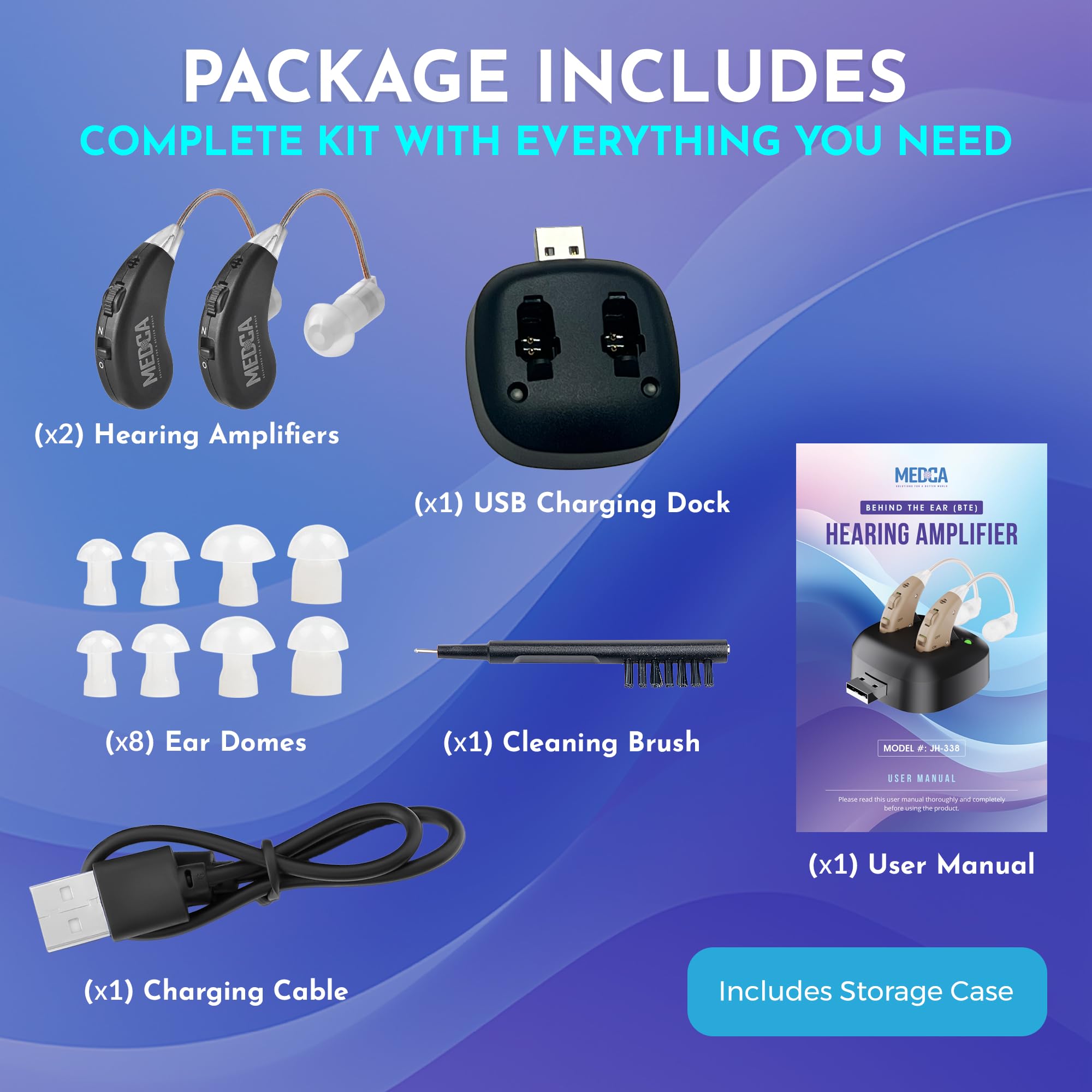 Set Digital - Par de Premium BTE Recargable Personal con Puerto USB