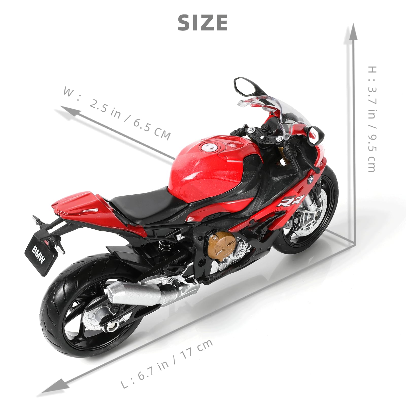 Risopen 1/12 S1000RR Motorcycle Model Toy - Mini Alloy Metal Diecast Red Sport Racing Collection Gift for Men Kids, Boys - Image 4