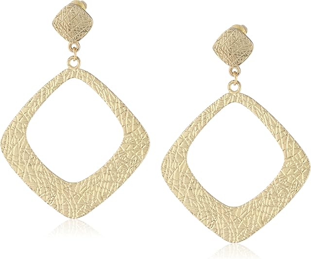 Amazon Brand-Amazon Collection Rhombus Fashion Vintage Geometric Dangle Earrings,14K Gold Plated for Women Girl Gifts Valentines Birthday Anniversary Mothers Day